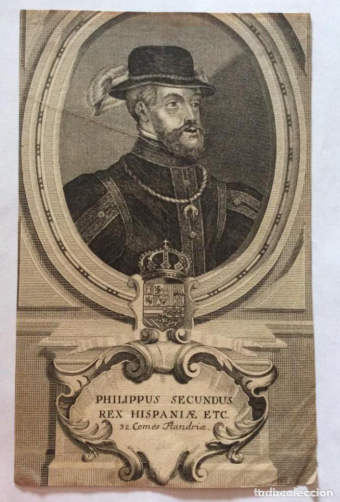 Arte: PHILIPPUS SECUNDUS REX HISPAIAE ,ANTIGUO GRABADO - Foto 1