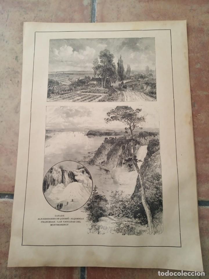 Arte: GRABADO 1886 - LA ILUSTRACI&Oacute;N IBERICA - CANAD&Aacute; - ALREDEDORES DE QUEBEC...........