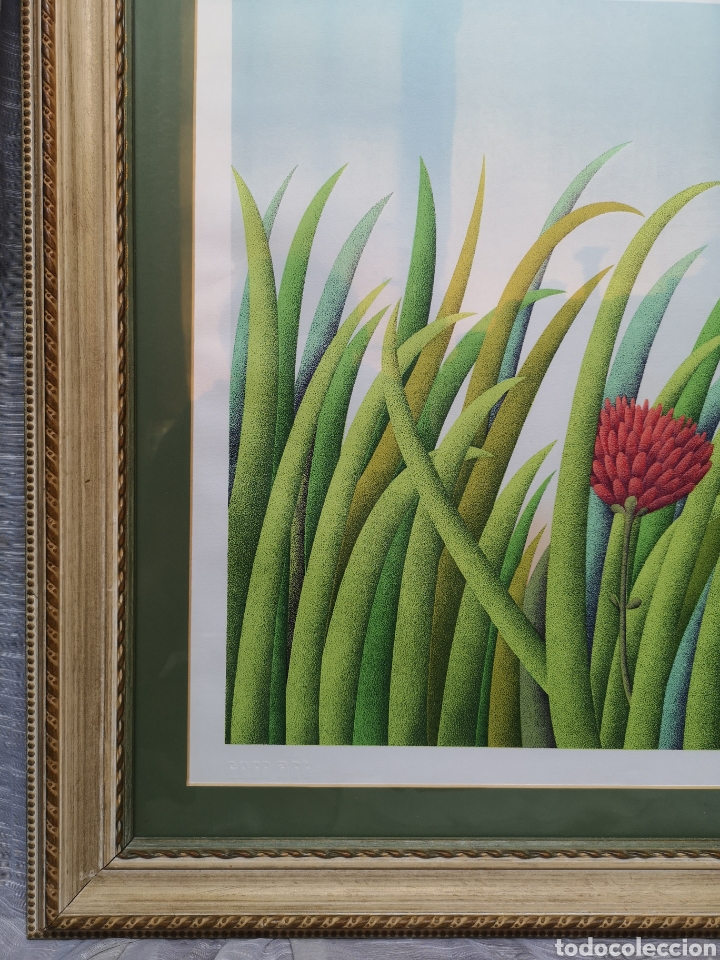 Arte: Cuadro grabado flor roja entre hojas - Foto 4