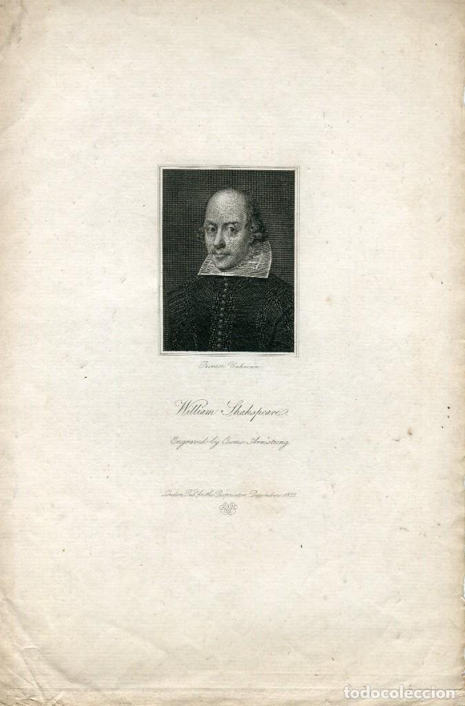 Arte: William Shakespeare - Grabado original de Cosmo Armstrong - Londres 1822