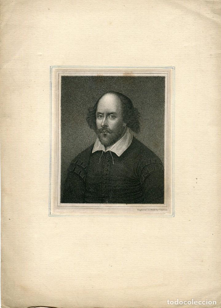 Arte: Retrato de William Shakespeare - Grabado sobre acero de T. A. Dean