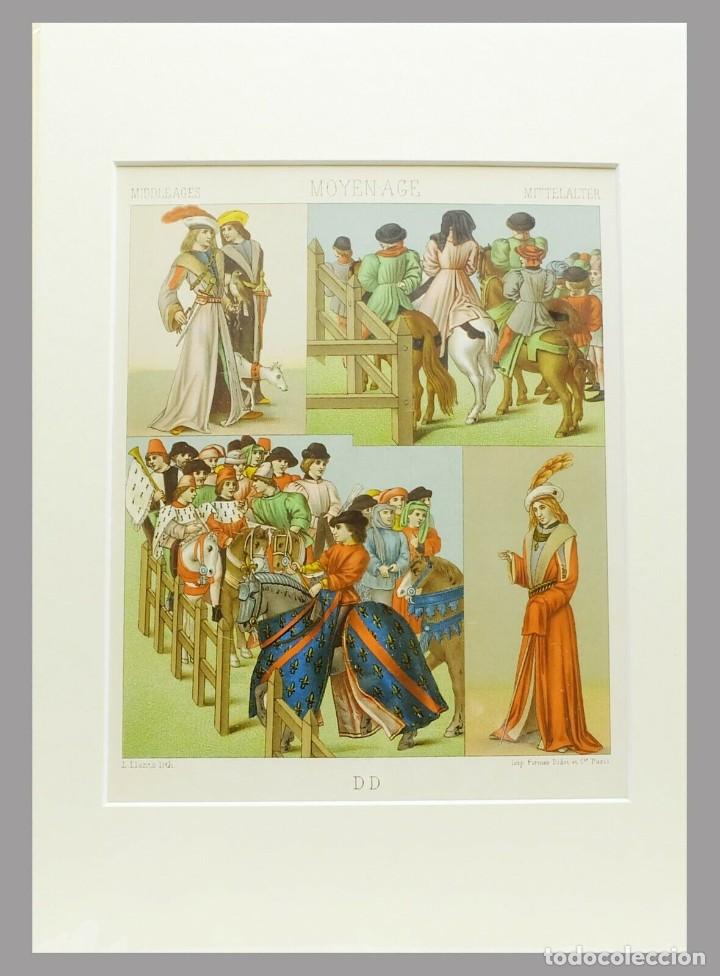 Arte: 1888 trajes de la edad media de Racinet-cromolitograf&iacute;a con Passepartout (02154)
