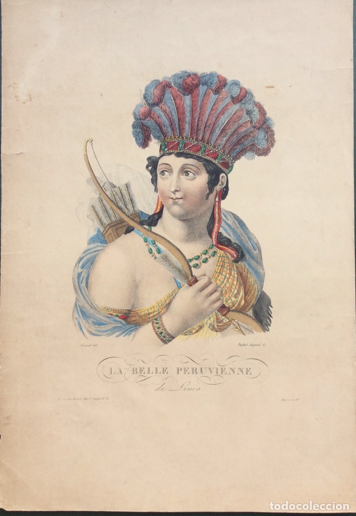 Arte: LA BELLA PERUANA GRABADO COLOR - Foto 2