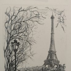 Arte: GRABADO DE LA TORRE EIFFEL DE PARIS. Lote 346804413