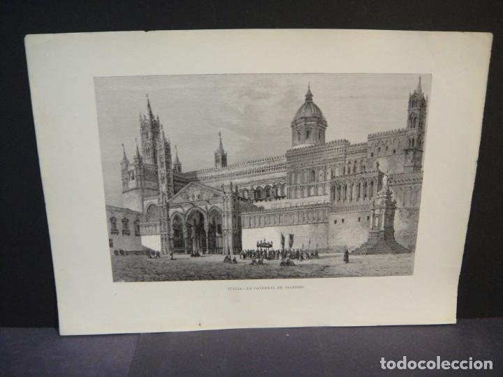 Arte: catedral de palermo - grabado litografico - Foto 1