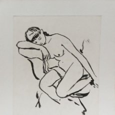 Arte: DESNUDO FEMENINO, GRABADO DE MANUEL HUMBERT, ARTISTA CATALÁN, 1890-1975. ED. ROSA VERA HACIA 1954