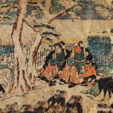 Arte: GRABADO JAPOÉS ORIGINAL SIGLO XIX MAESTRO YANAGAWA SHIGENOBU 柳川 重信 1787–1832, MUY RARO, RONIN NINJA. Lote 353742688