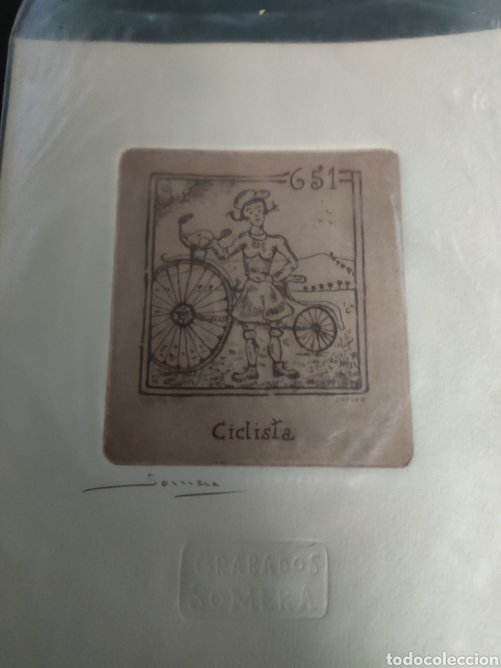 Arte: Grabado somera Ciclista - Foto 1
