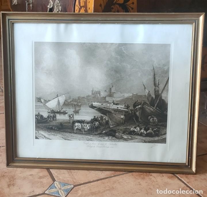 Arte: Tarifa y Gibraltar. Grabado bromotinta . - Foto 1
