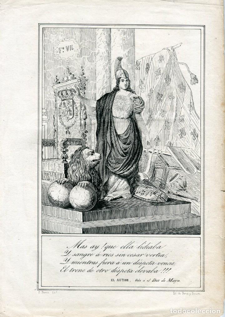 Art: Oda al dos de mayo. Litografia de Perez y Don&oacute;n.
