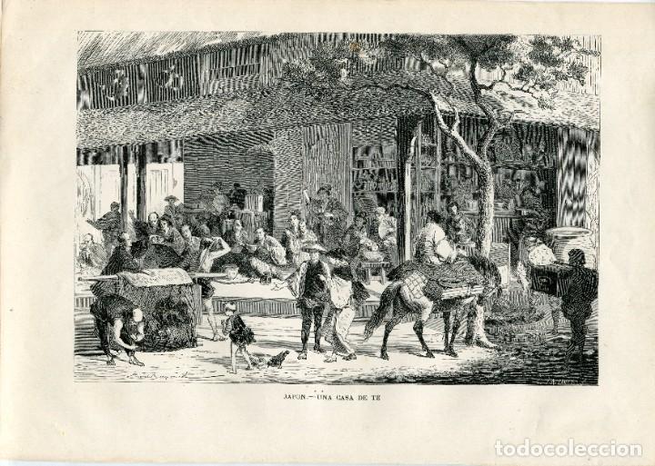 Kunst: Japon. Una casa de t&eacute;, litografia publicada en 1867