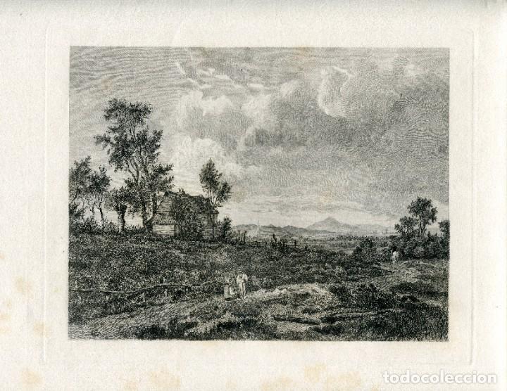 Kunst: Paisaje con casa de campo - Aguafuerte original seg&uacute;n Patrick Nasmyth - 1887