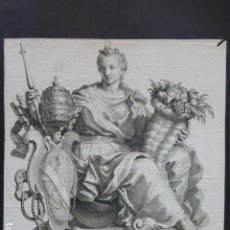 Arte: GRABADO ALEGORICO PONTIFICE Y ABUNDANCIA XVIII R. V. A. FECIT 17 X 18 CMTS MONTADO SOBRE CARTULINA. Lote 359548985