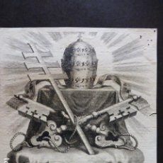 Arte: GRABADO ALEGORICO PONTIFICE SIGLO XVIII R. V. A. FECIT 17 X 18 CMTS