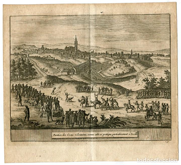Arte: Sevilla, castigo de los cornudos - Grabado de Van der Aa - 1715 - Foto 1