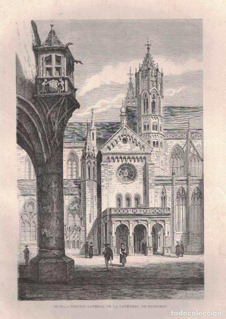 Art: P&Oacute;RTICO LATERAL DE LA CATEDRAL DE FRIBURGO (Suiza) - Leblanc. F., lo dibujo / Stroobant, lo grabo.