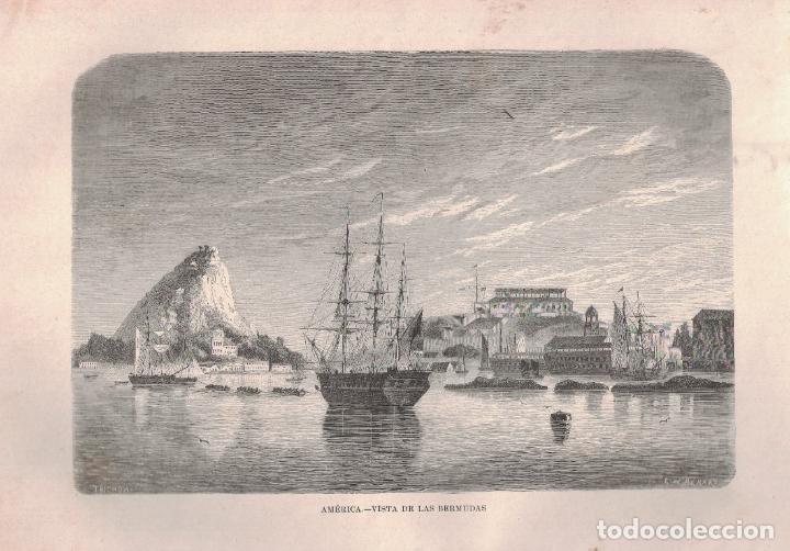 Art: VISTA DE LAS BERMUDAS (Am&eacute;rica) - Trichon, lo dibujo / E. de B&eacute;rard, lo grabo.