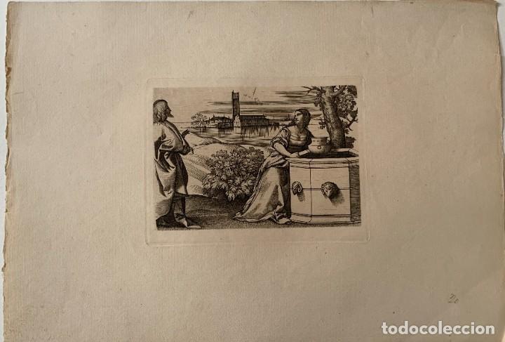 Kunst: Heliograbado Amand Durand.Cristo y la samaritana copia de Giulio Campagnola