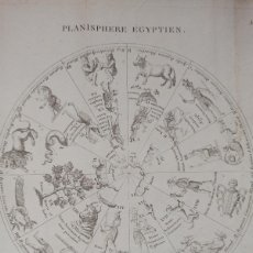 Arte: ESPLÉNDIDO GRABADO PLANISFERIO ANTIGUO EGIPCIO, CONSTELACIONES ZODIACALES, ORIGINAL,PARIS, 1795. Lote 365115571