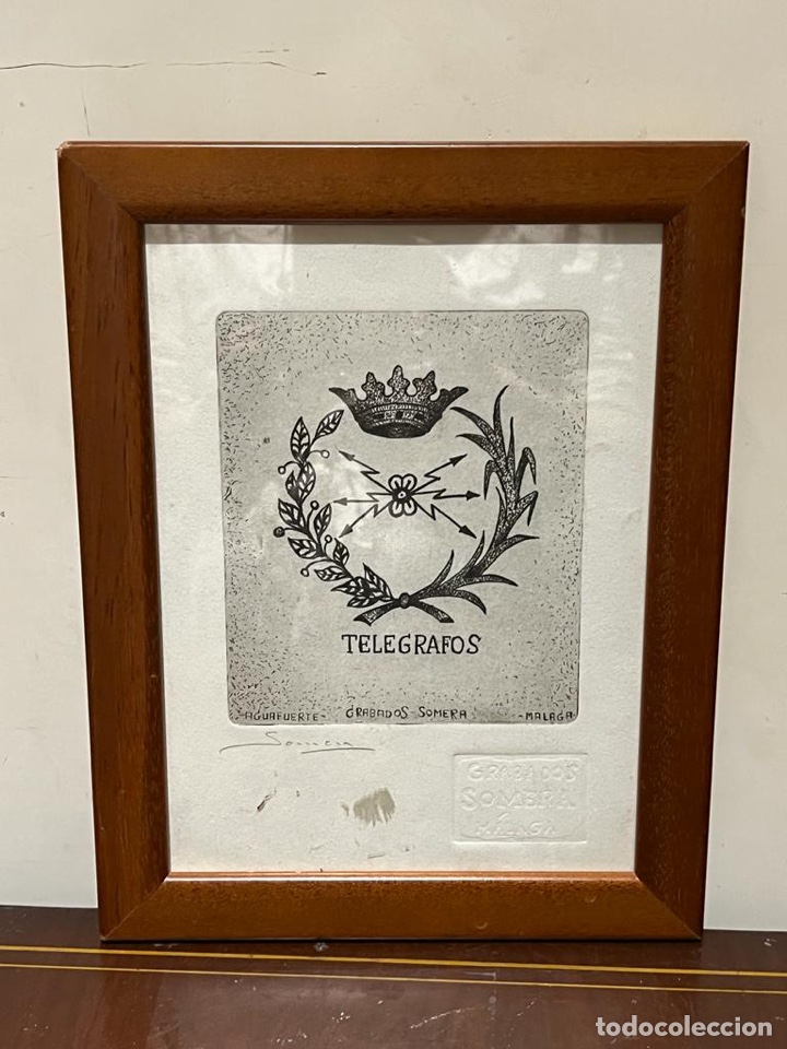 Arte: Bonito aguafuerte grabados somera, tel&eacute;grafos