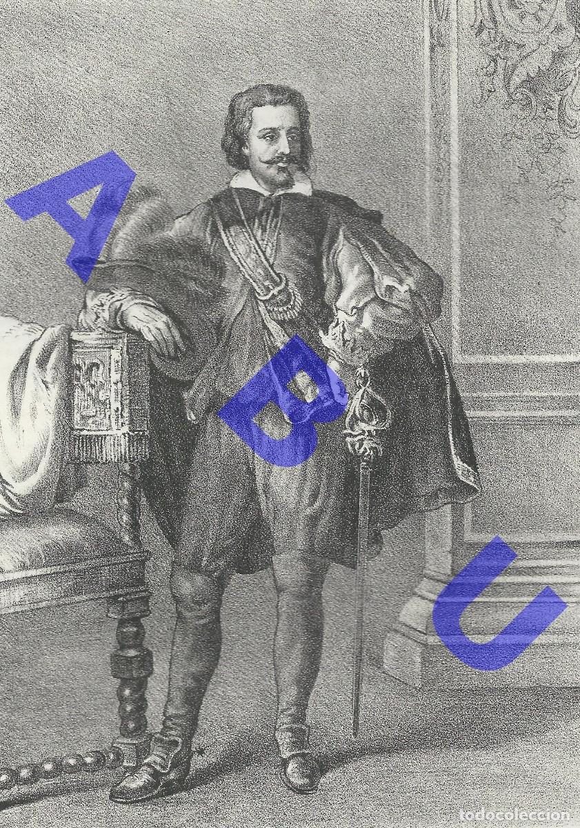 Arte: 1875 EL DUQUE DE OSUNA GRABADO LITOGRAFIA 36X27 H73