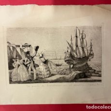 Arte: GRABADO DEL PUERTO DE BARCELONA EN 1840. FELICITACION LA FAMILIA MASSO-TARRUELLA, FELIZ NAVIDAD. Lote 366782161