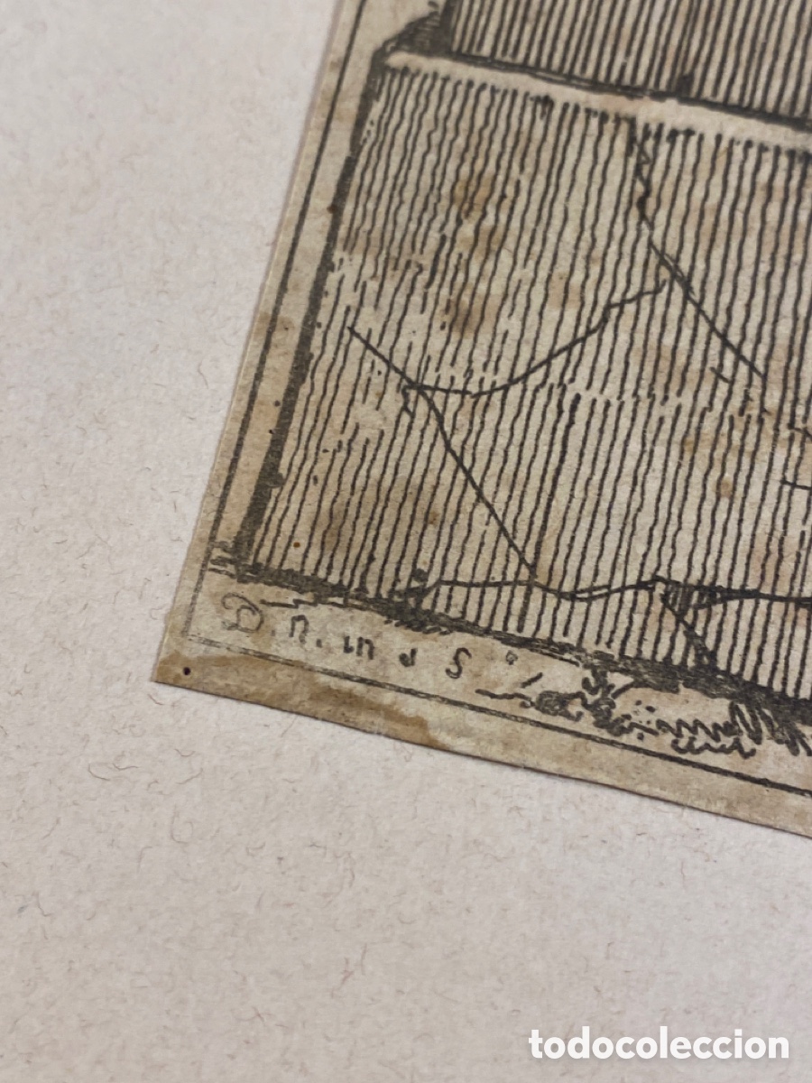 Arte: Grabado a buril con querubines siglo XVIII - Foto 3