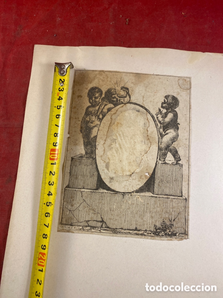 Arte: Grabado a buril con querubines siglo XVIII - Foto 4