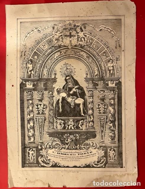 Arte: GRABADO DE NUESTRA SRA DE LA PIEDAD. SE VENERA EN HERRERA DEL RIO PISUERGA S. XIX