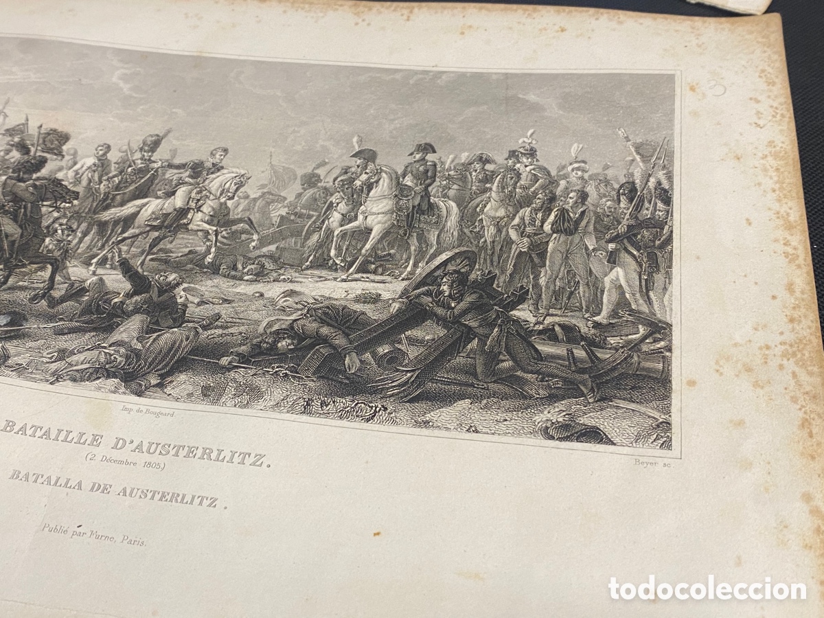 Arte: NAPOLE&Oacute;N. BATALLA DE AUSTERLITZ. TEXTO ESPA&Ntilde;OL. CIRCA 1860 - Foto 3