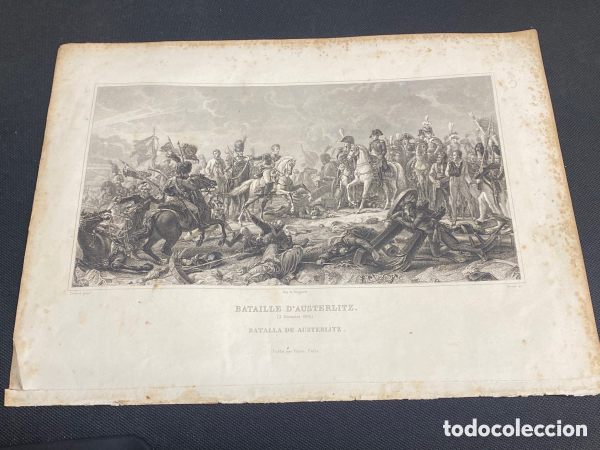 Arte: NAPOLE&Oacute;N. BATALLA DE AUSTERLITZ. TEXTO ESPA&Ntilde;OL. CIRCA 1860 - Foto 4