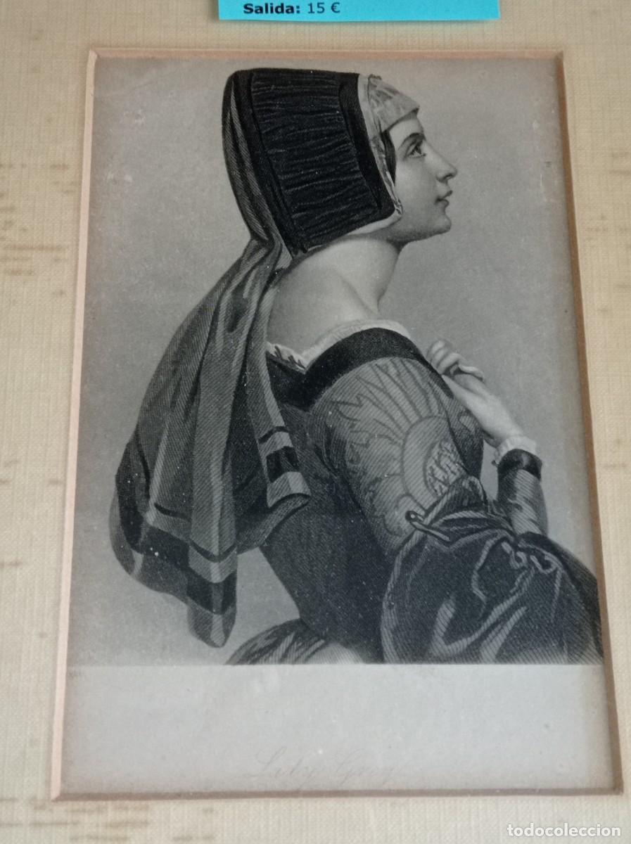 Arte: Antiguo grabado retrato de &rdquo;Lady Grey&rdquo;. - Foto 5