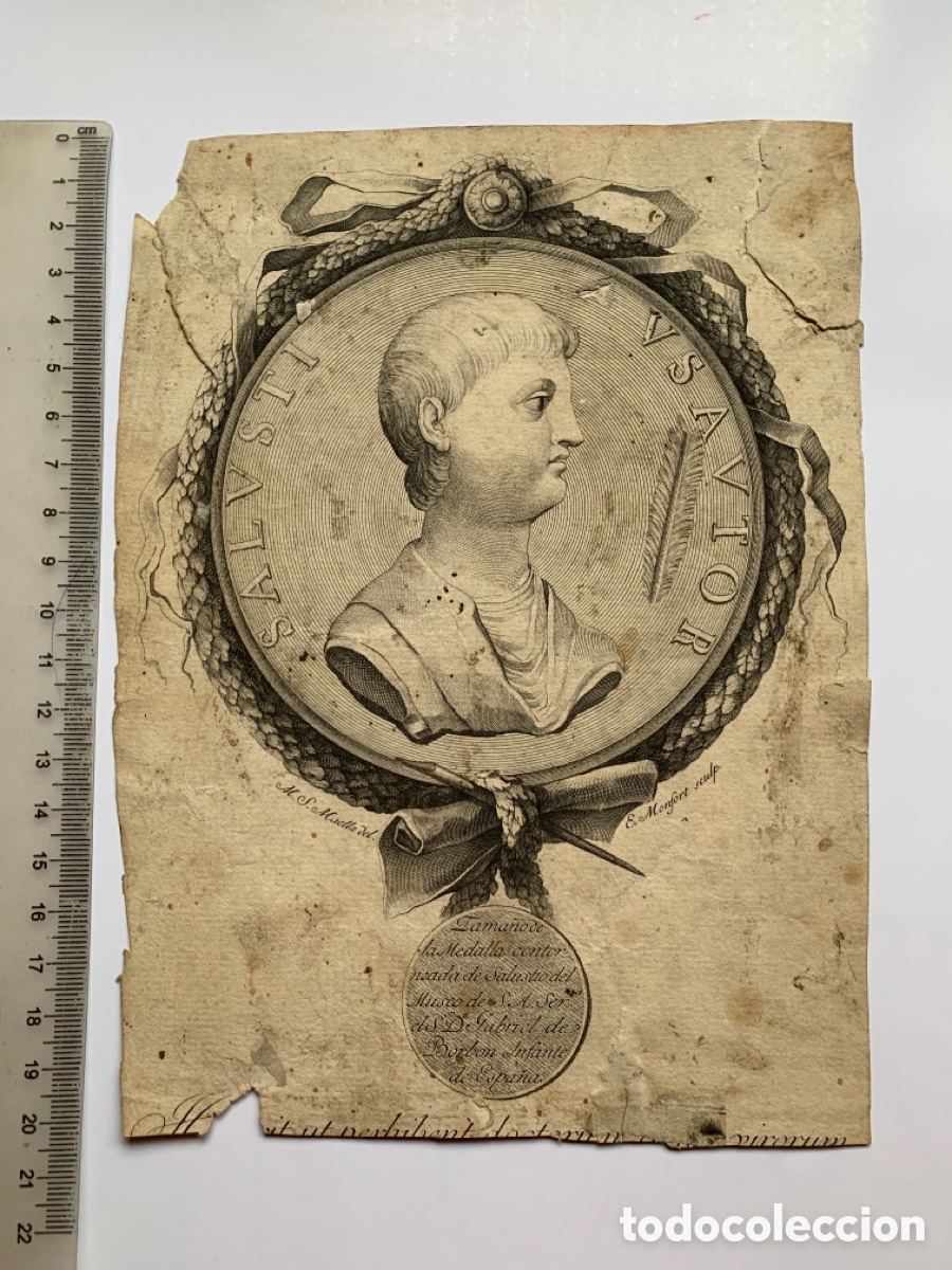 Arte: GRABADO. SALVSTI VSAVTOR. M. S. MAELLA DEL. E. MONFORT SCULP. - Foto 1