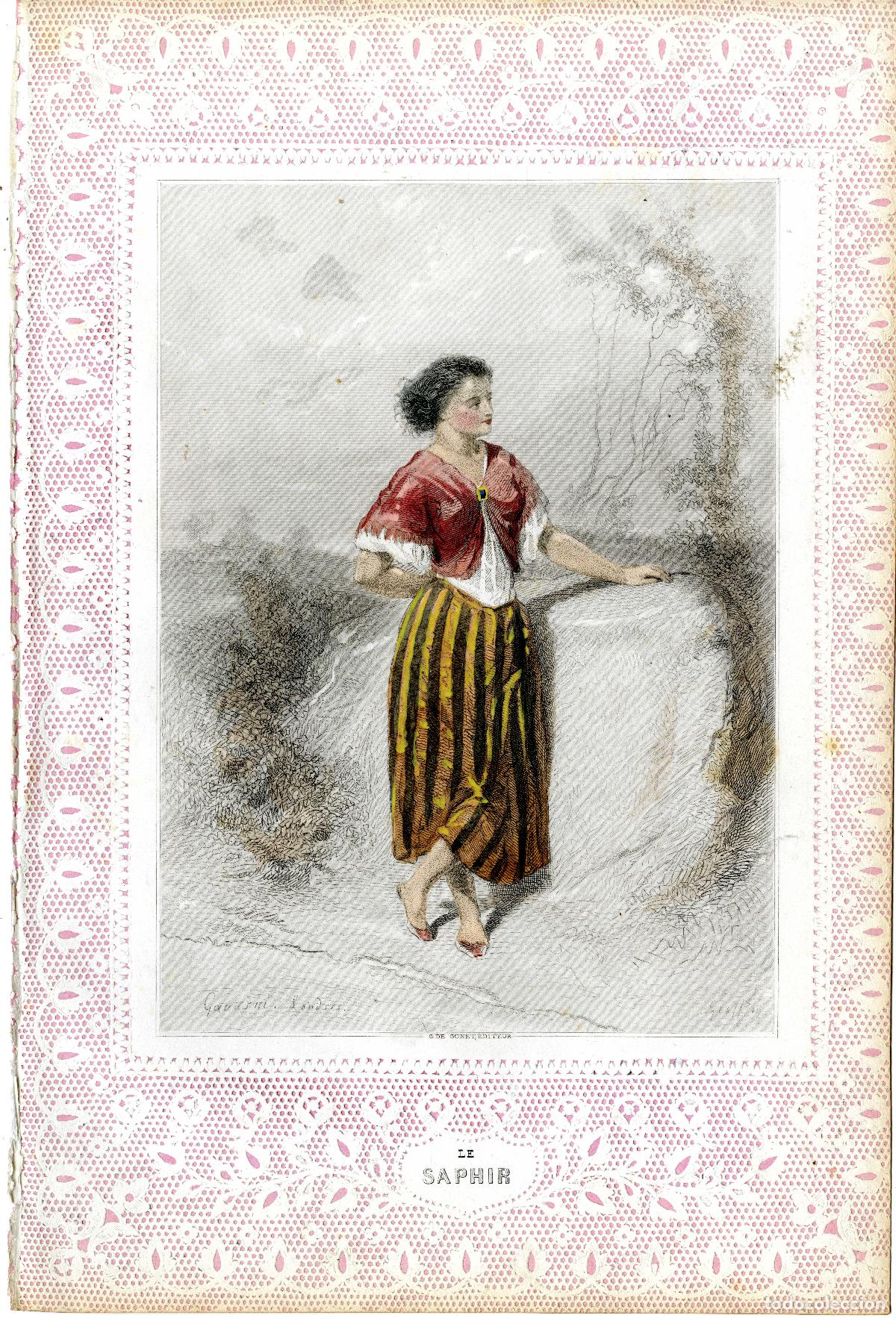 Arte: Gavarni. Le saphir. 1850 - Foto 1