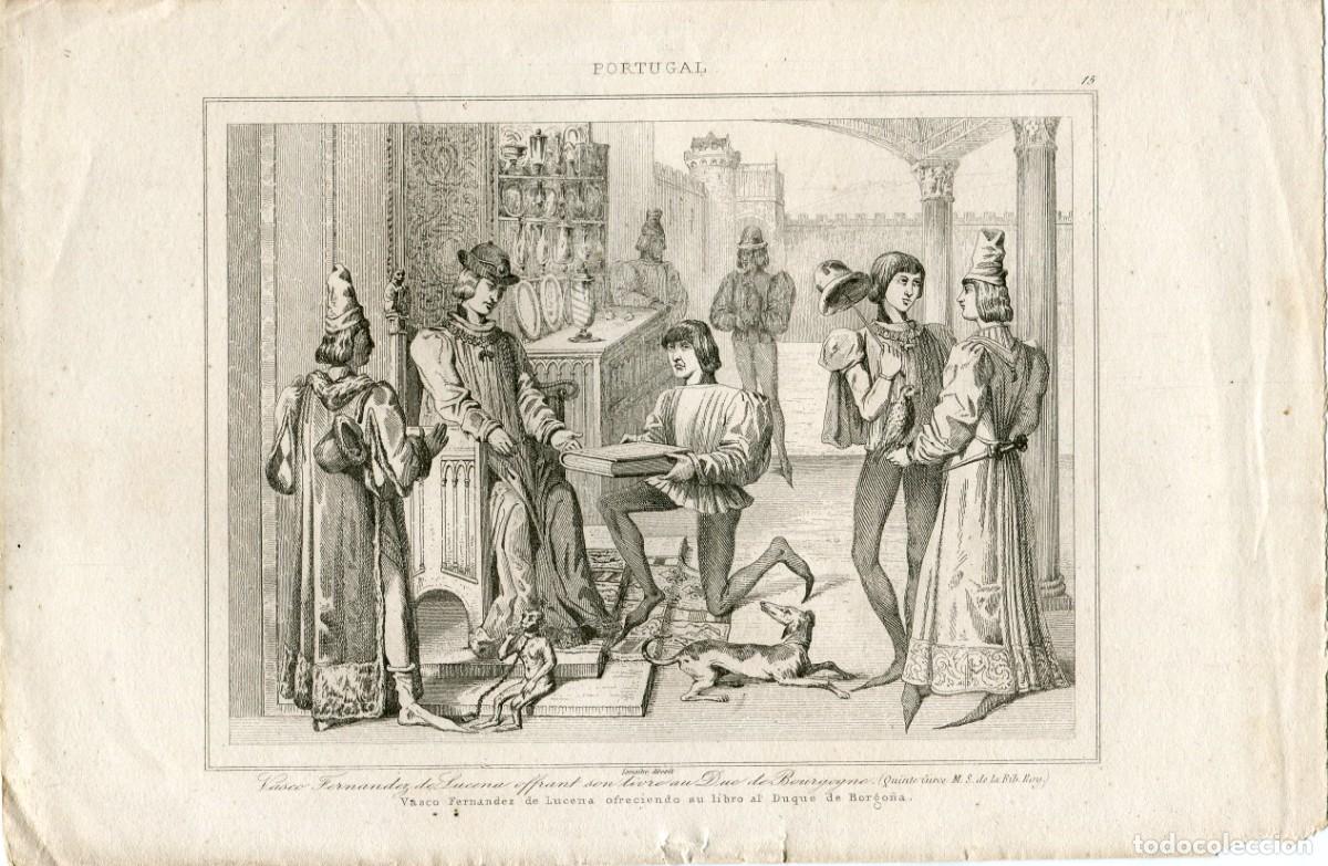 Arte: Vasco Fern&aacute;ndez de Lucena y el duque de Borgo&ntilde;a - Grabado s. XIX