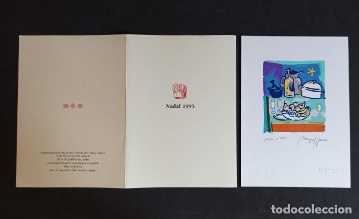 Kunst: FELICITACI&Oacute;N DE NAVIDAD DEL HOTEL RESTAURANTE AMPURDAN (FIGUERES CON UN LINOGRAVADO DE MIQUEL PLANA