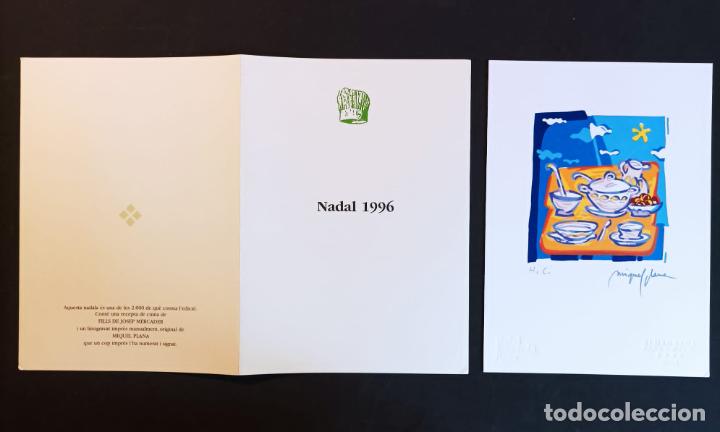 Kunst: FELICITACI&Oacute;N DE NAVIDAD DEL HOTEL RESTAURANTE AMPURDAN (FIGUERES CON UN LINOGRAVADO DE MIQUEL PLANA