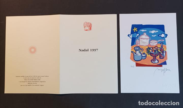 Kunst: FELICITACI&Oacute;N DE NAVIDAD DEL HOTEL RESTAURANTE AMPURDAN (FIGUERES CON UN LINOGRAVADO DE MIQUEL PLANA