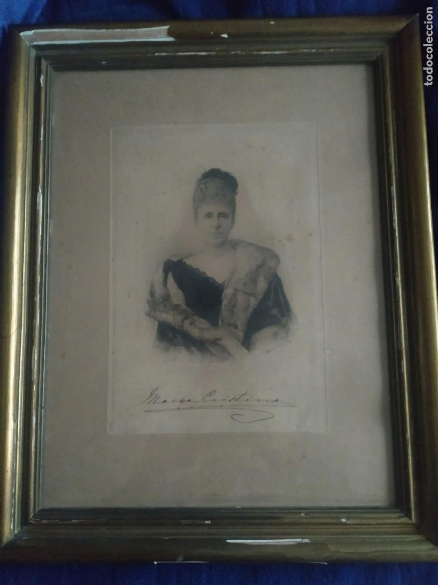 Art: 1881 GRABADO DE MARIA CRISTINA ENMARCADO, POR B. MAURA