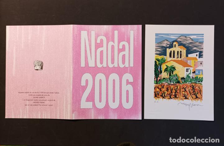 Kunst: FELICITACI&Oacute;N DE NAVIDAD DEL HOTEL RESTAURANTE AMPURDAN (FIGUERES CON UN LINOGRAVADO DE MIQUEL PLANA