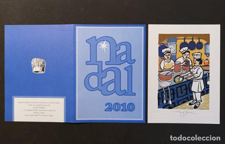 Kunst: FELICITACI&Oacute;N DE NAVIDAD DEL HOTEL RESTAURANTE AMPURDAN (FIGUERES CON UN LINOGRAVADO DE MIQUEL PLANA