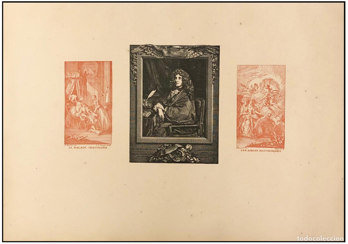Arte: MONSANTO - RETRATO DE MOLI&Egrave;RE Y ESCENAS DE TEATRO - 1880