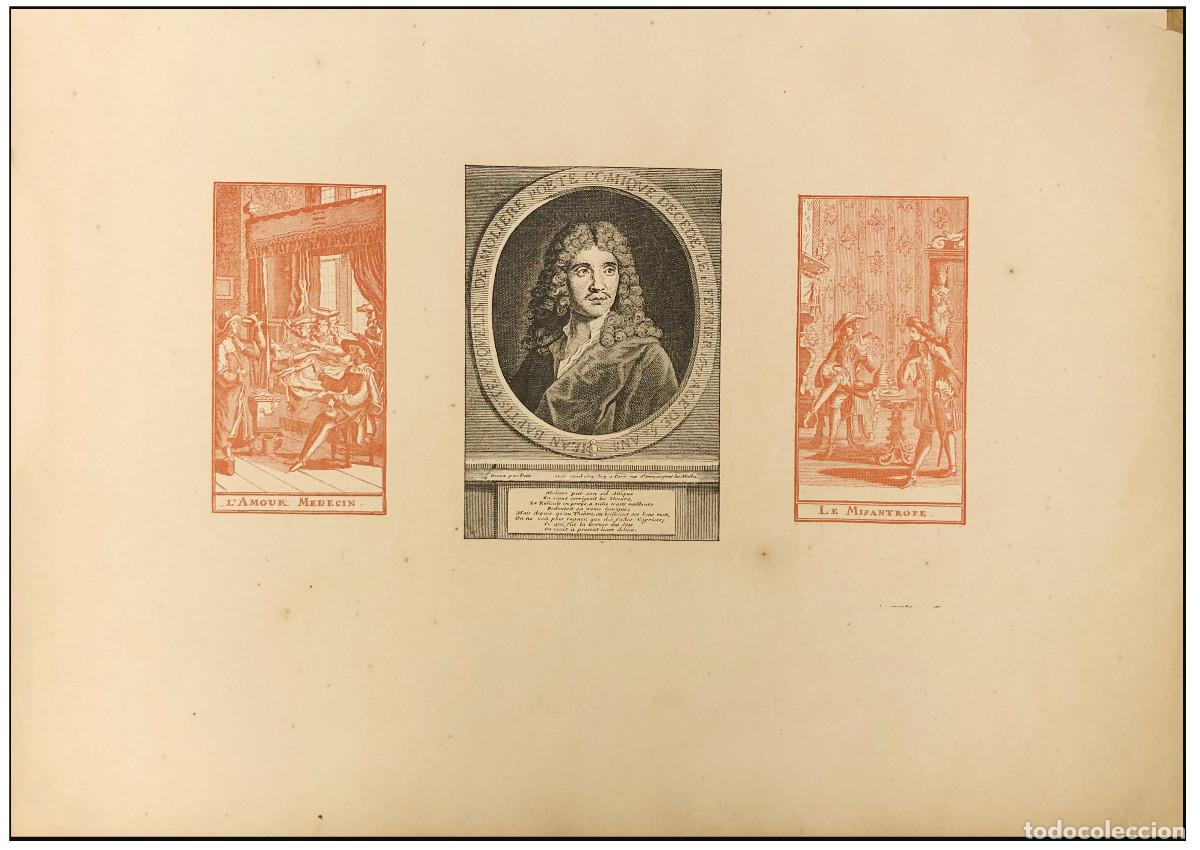 Arte: MONSANTO - RETRATO DE MOLI&Egrave;RE Y ESCENAS DE TEATRO - 1880