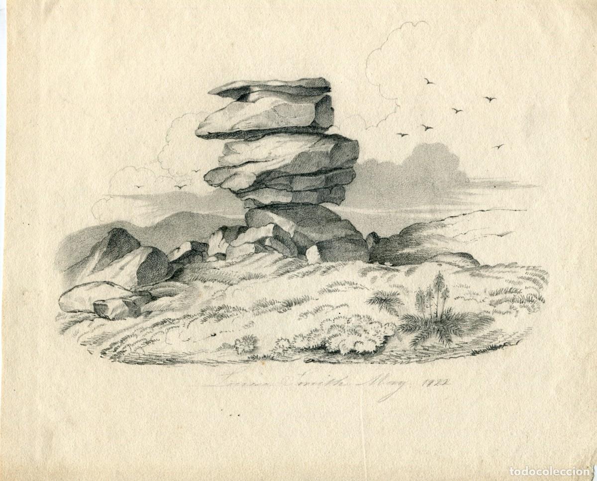 Art: The Cheesewring. Dibujo realizado en 1822 para el grabado de John MacCulloch