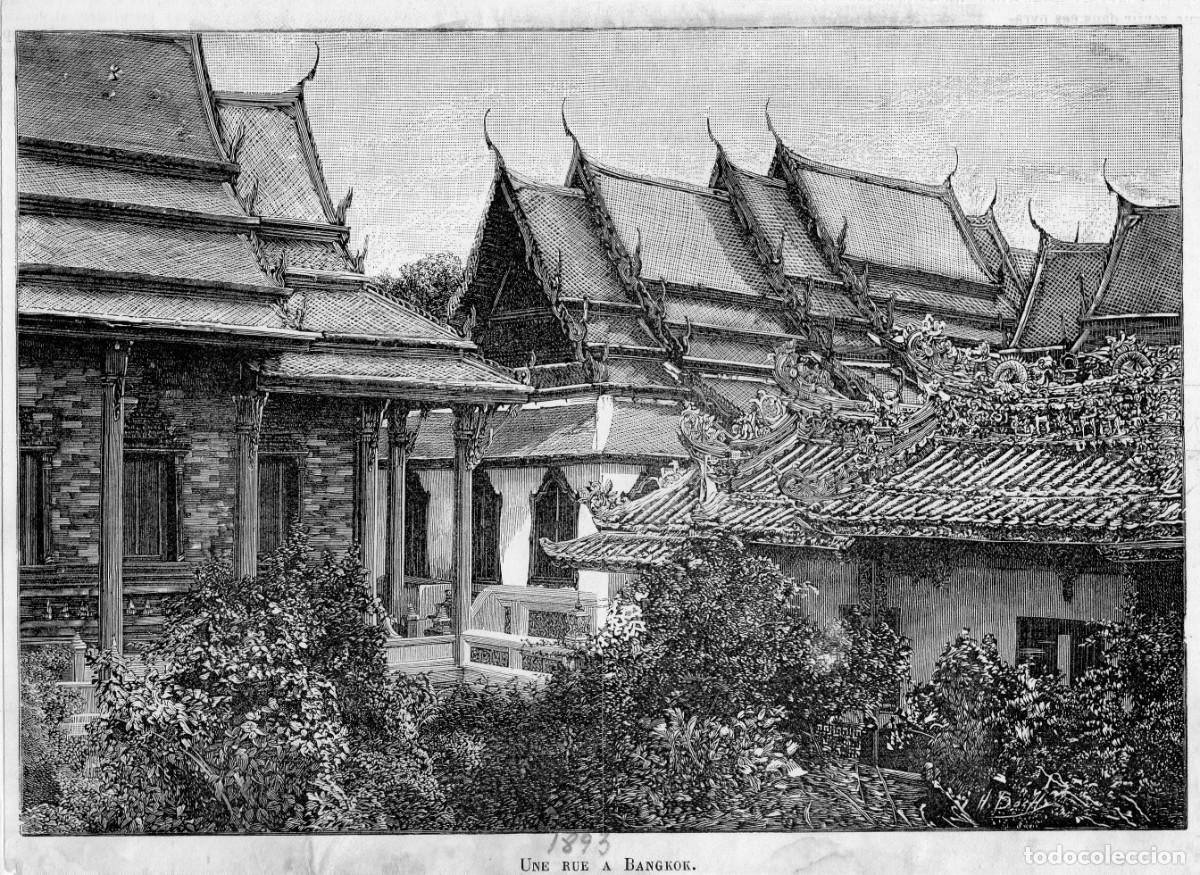 Kunst: GRABADO A&Ntilde;O 1893. CALLE DE BANGKOK.