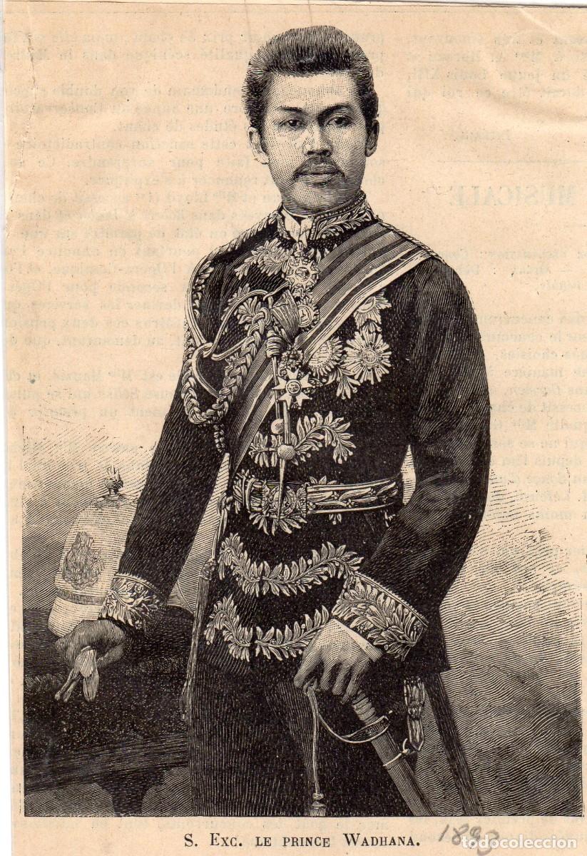 Arte: GRABADO A&Ntilde;O 1893. SU EXCELENCIA EL PRINCIPE WADHANA DE TAILANDIA.