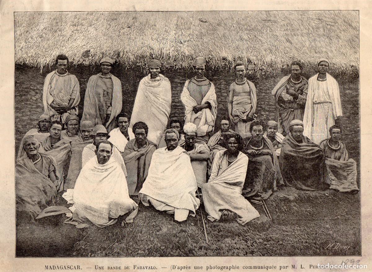Arte: GRABADO A&Ntilde;O 1893. NATIVOS DE MADAGASCAR.