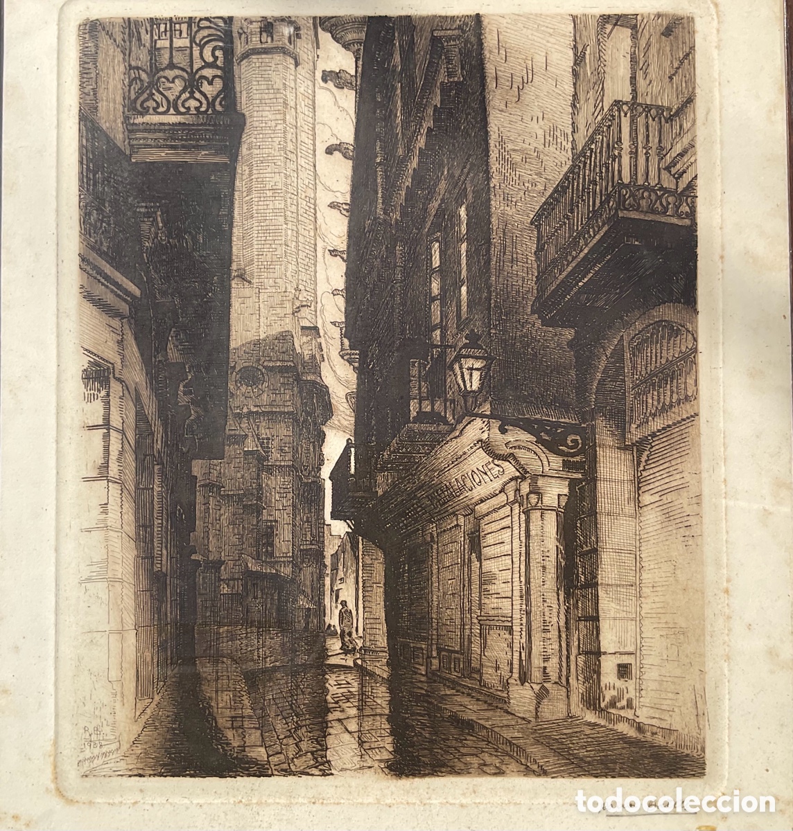 Arte: Grabado Aguafuerte Ramon Batlle 1938 - Foto 2