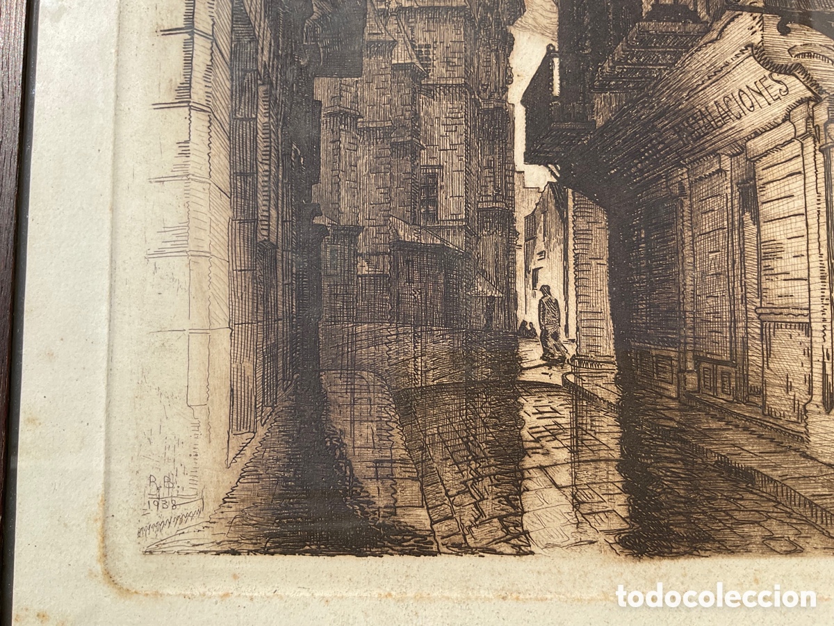 Arte: Grabado Aguafuerte Ramon Batlle 1938 - Foto 3