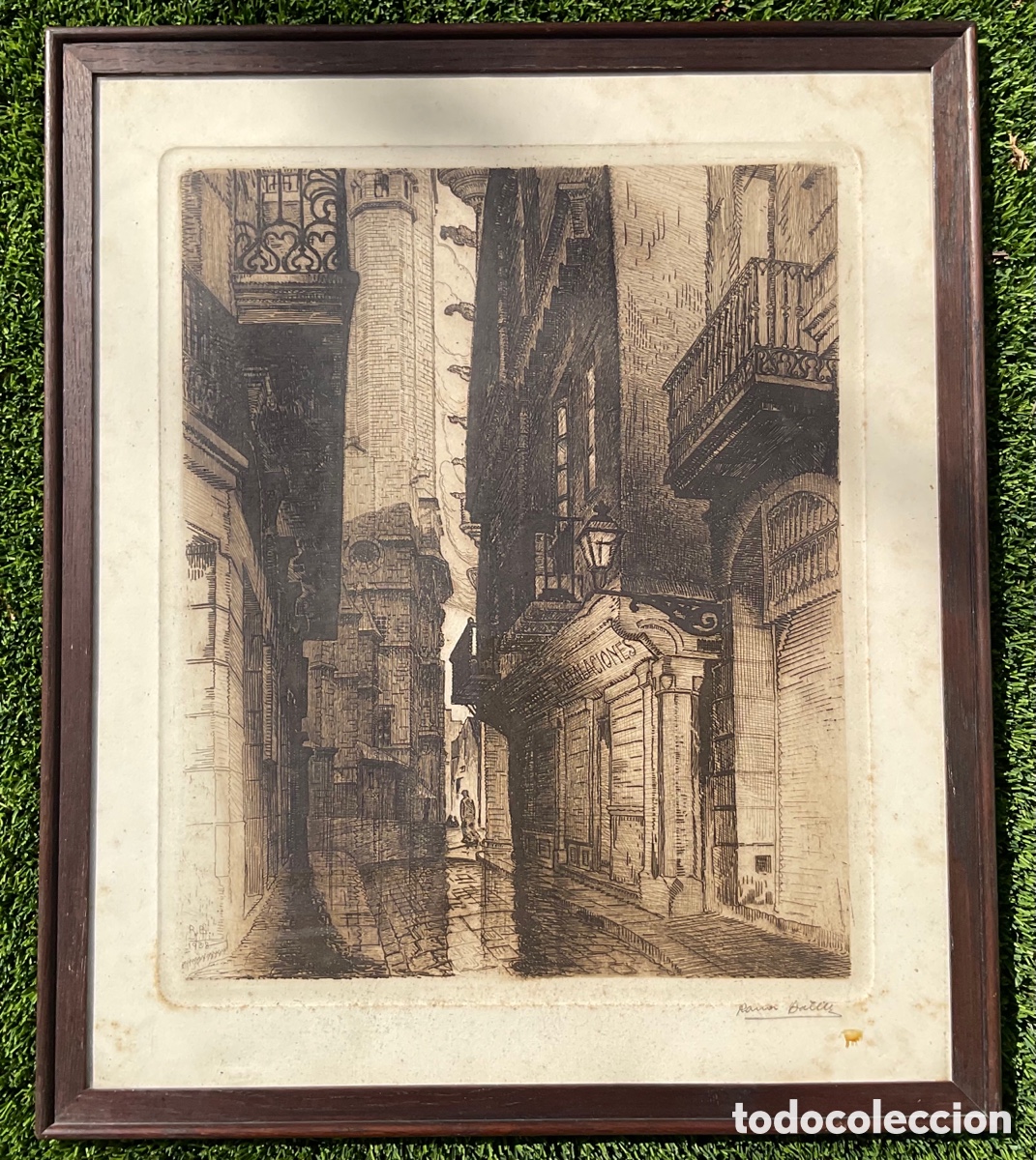 Arte: Grabado Aguafuerte Ramon Batlle 1938 - Foto 1